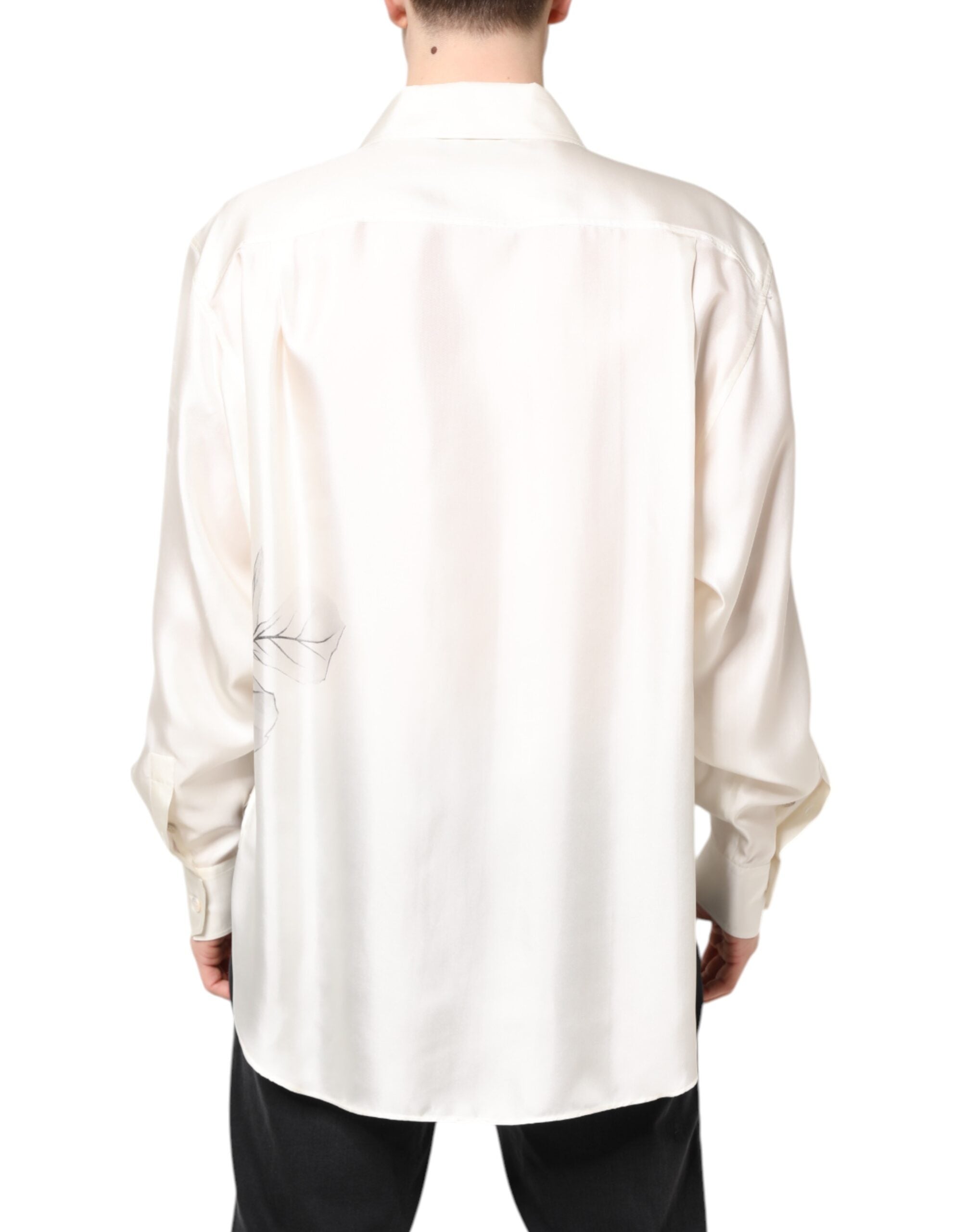 Dolce & Gabbana Ivory Silk Long Sleeve Shirt for Men Casual Shirt